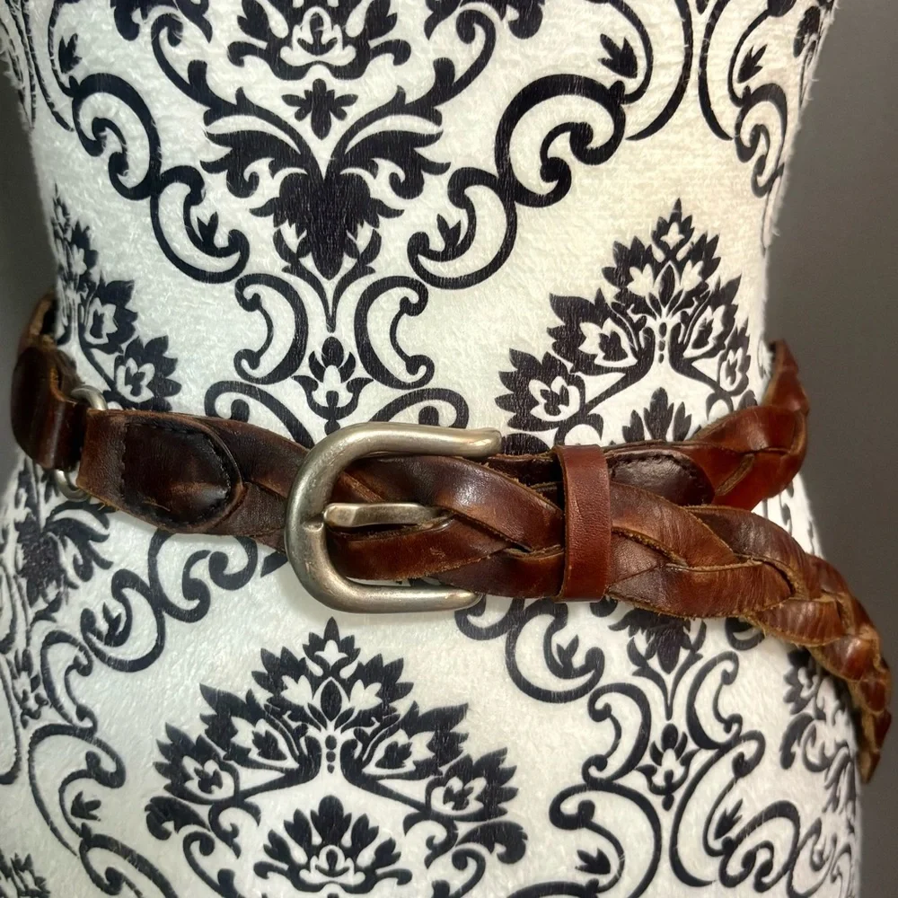 HOLLISTER Braided Brown Leather Belt